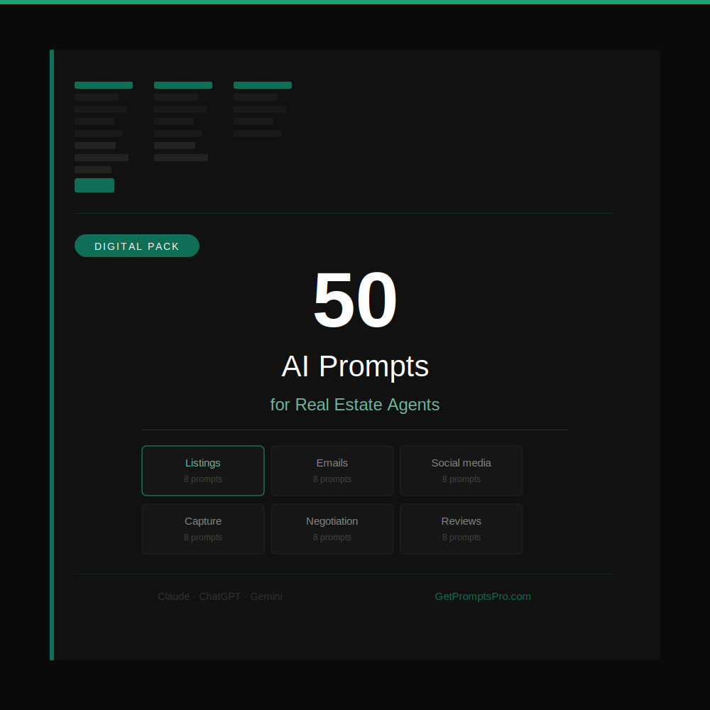 50 AI Prompts for Real Estate Agents — Generate Professional Texts in Seconds
